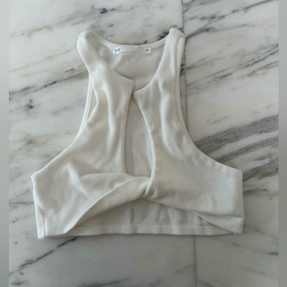 Salty White Crop Top With‎ Front Twist, Size M